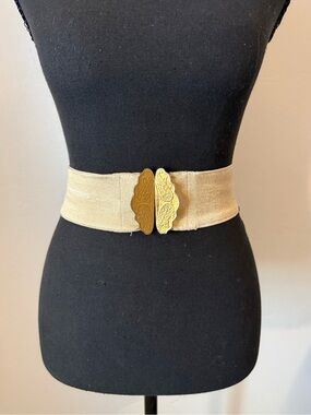 Handmade Vintage Stretch Belt with Gold Clasp
